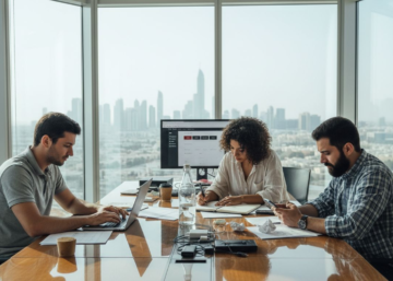 Dubai web designers collaborating in office