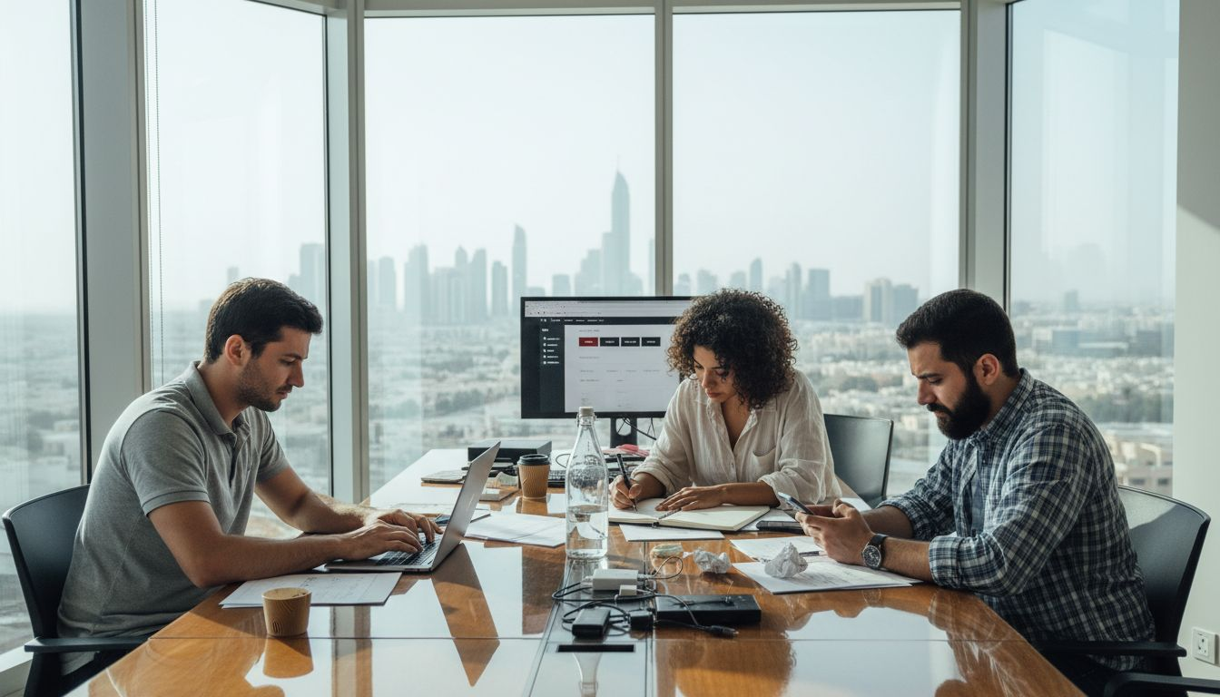 Dubai web designers collaborating in office
